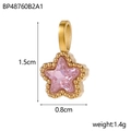 Detailed view of a gold pentagram charm with pink zircon inlay and 1.5cm height measurements - BP48760B2A1-Pink Star Pendant