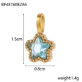 Detail view of 1.5cm gold pentagram pendant with blue zircon and beaded edge - BP48760B2A6-Light Blue Star Pendant