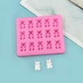 Molde de silicona rosa con 15 ositos para chocolate caramelos y manualidades caseras - Estilo Oso (3500-Rosa)