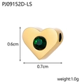 Golden heart charm bead with green gemstone inlay for DIY necklace and bracelet crafting - Gold / Heart Shape (PJ09152D-LS) / Green