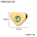 DIY gold heart charm with green birthstone for necklaces and bracelets, 0.7cm width - Gold / Heart Shape (PJ09152D-QV) / Light Green