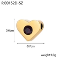 Golden heart charm with inlaid dark red gemstone for DIY jewelry and necklaces - Gold / Heart Shape (PJ09152D-SZ) / Deep Pink