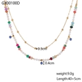 Detail showing weight 9g and length 45cm for double layered colorful gemstone necklace - Double Layer Multicolor Beaded Star Pendant (GX00100D)