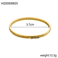 Brazalete de cuerda trenzada dorada minimalista con 5,7 cm de diámetro y 0,4 cm ancho - Brazalete Abierto con Textura de Cuerda Trenzada (HZ00008BZ0)