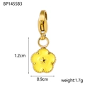 Gouden bloemenhanger met geel emaille en karabijnsluiting voor DIY-sieraden - Gele Bloemstijl (BP1455B3)