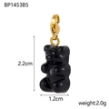 Detailed gummy bear pendant size guide showing dimensions of 2.2cm height and 1.2cm width - Black Glossy Bear Pendant With Lobster Clasp (BP1453B5)