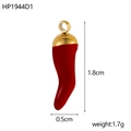 Detail showing red enamel chili pendant dimensions 1.8cm by 0.5cm with gold metal top - Red Chili Style (HP1944D1)