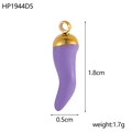 Detail view of a 1.8cm lavender enamel chili pendant with golden top and measurements - Purple Chili Style (HP1944D5)