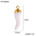 Detail of white cornicello pendant with gold cap measuring 1.8cm by 0.5cm and 1.7g - White Chili Style (HP1944D2)