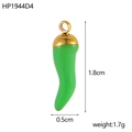 Detailed size view of green enamel chili pendant with gold hook measuring 1.8cm by 0.5cm - Green Chili Style (HP1944D4)