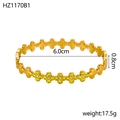 Detailopname van gouden klaverarmband met gele kristallen en maatspecificaties - Gouden Stijl - Gele Strass (HZ1170B1)