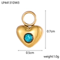Pendentif cœur en zircon bleu ciel et cuivre doré pour la création de bijoux DIY - Cœur Bleu Ciel (LP44131DW3) / 0.5cm*0.7cm