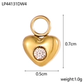 Détails boucle d'oreille cœur dorée avec zircone et dimensions de 0,7x0,5cm - Cœur Blanc Transparent (LP44131DW4) / 0.5cm*0.7cm