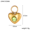 Détail d'un petit pendentif cœur doré de 0,7 cm avec zircon vert clair pour bijoux - Cœur Vert Clair (LP44131DW6) / 0.5cm*0.7cm