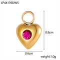 Detailansicht eines 0,8 cm Gold-Herzanhängers mit rosa Zirkon und genauen Maßen - Rosa-lila Strass Herzanhänger (LP44139DW5)