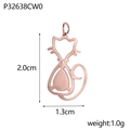 Detailed view of rose gold hollow cat pendant with size metrics 2.0cm height and 1.3cm width - Cat Style (P32638CW0)