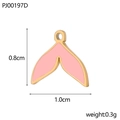 Pendentif queue de sirène en émail rose et bordure dorée pour bijoux DIY 0.8x1.0cm - Style de Queue de Poisson Rose (PJ00197D)