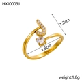Bague ouverte plaquée or avec lettre initiale et zircons dans un design en spirale - Lettre J / Or