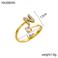 Bague ajustable dorée lettre N avec pavé de zircons et sertissage CNC précis - Lettre N / Or