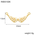 Detaillierte Größentabelle für goldene Engelsflügel-Anhänger mit Maßen 3,5cm x 1,5cm und Gewicht - Feder Doppel Flügel Verbinder Stil (YXPJ0248)
