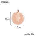 Detaillierte Nahaufnahme von Roségold-Edelstahlanhänger mit Elizabeth II Gravur - Roségoldener Runder Münzporträt-Stil (YXPJ0273)