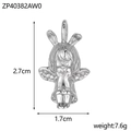 Detailansicht Silberner Engel Anhänger Maße: 2,7 cm Höhe, 1,7 cm Breite, 7,6 g Gewicht - Wangenstützender Cartoon Elf Stil (ZP40382AW0)