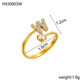 Bague ajustable dorée lettre W avec pavé de zircons et diamètre intérieur de 1,8cm - Lettre W / Or