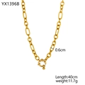 Detailsicht der 18k vergoldeten Edelstahlkette mit 0,6 cm Breite und 40 cm Länge - Rolo Gliederkette (YX1396B) / Gold