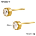 Dettaglio di orecchini a lobo da 4mm in acciaio inossidabile dorato con zirconi - Oro Bianco