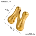 Macro view of gold 3D balloon letter N pendant with size measurements and dimensions - Letter N Pendant Only (Without Chain)