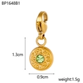 Elegant gold sunflower charm with light green gem and lobster clasp, 1.3cm height - Light Green Gemstone Style (BP1648B1)