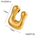 Polished gold U-shaped bubble charm with dimensions of 1.9cm by 1.4cm and 5.5g weight - Letter U Pendant Only (Without Chain)