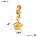 Star-shaped gold pendant necklace with green gemstone and radial textured surface - Green Gem Star (BP1502B3)