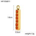 Pendentif barre rectangulaire dorée avec six zircons oranges et mesures de 1,8cm - Barre Verticale Rectangle (HP1936B11) / 1 Pièce / Orange (HP1936B11)