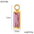 Gold plated stainless steel square purple crystal pendant with dimensions 1.2cm by 0.3cm - Light Pink Style (BP2374B6)