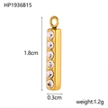 Vue détaillée des dimensions du pendentif rectangulaire plaqué or avec zircones cubiques - Barre Verticale Rectangle (HP1936B15) / 1 Pièce / Blanc (HP1936B15)