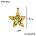 Ciondolo a forma di stella marina in acciaio con strass verdi misura 1,2 cm x 1,0 cm - Ciondolo a Stella con Strass Verde (BP2181B2)