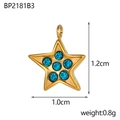 Ciondolo a stella in acciaio inossidabile dorato con cristalli blu da 1,2 cm x 1,0 cm - Ciondolo a Stella con Strass Blu (BP2181B3)