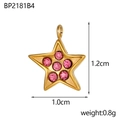 Dettaglio macro del ciondolo a stella marina dorata con strass rosa e scala di 1,2 cm - Ciondolo a Stella con Strass Rosa (BP2181B4)