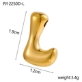 Polished gold puffy 3D balloon letter L pendant necklace charm for DIY jewelry design - Letter L Pendant Only (Without Chain)