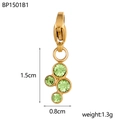 Gouden titanium stalen hanger met groene kristallen en kreeftsluiting 1,5x0,8cm - Groene Edelsteen Cluster (BP1501B1)