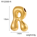Polished gold bubble letter R pendant, 1.9cm height metal balloon charm for DIY jewelry - Letter R Pendant Only (Without Chain)