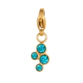 Detail of gold titanium pendant with four faceted blue crystals and lobster clasp closure - Cyan Blue Gem Cluster (BP1501B3)