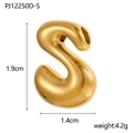 Polished gold balloon style letter S pendant charm with a chunky 3D bubble design - Letter S Pendant Only (Without Chain)