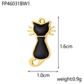 Detailed view of a black cat enamel pendant charm showing 1.0cm by 1.6cm dimensions - Black Cat Back View Style (FP46031BW1)