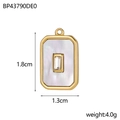 Ciondolo rettangolare in oro con madreperla bianca e cristallo, 1,8cm x 1,3cm - Ciondolo Rettangolare Strass Perla Artificiale (BP43790DE0)