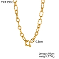 Vergoldete Edelstahl-Halskette mit runden Gliedern und Federring-Verschluss - Texturierte Geprägte Kette (YX1398B) / Gold
