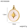 Ciondolo rotondo minimalista in acciaio inossidabile dorato con stella a otto punte - Ciondolo Tondo Stella Ottagonale Minimalista (XP21935D2E0)