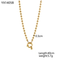 18k vergoldete Edelstahl-Perlenkette mit Federverschluss, Länge 40 cm - Kugelkette (YX1405B) / Gold