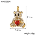 Detailed view of 18k gold plated bear pendant with white crystals and red heart zircon - Pave White Rhinestone Bear with Red Heart (HP2556D1)